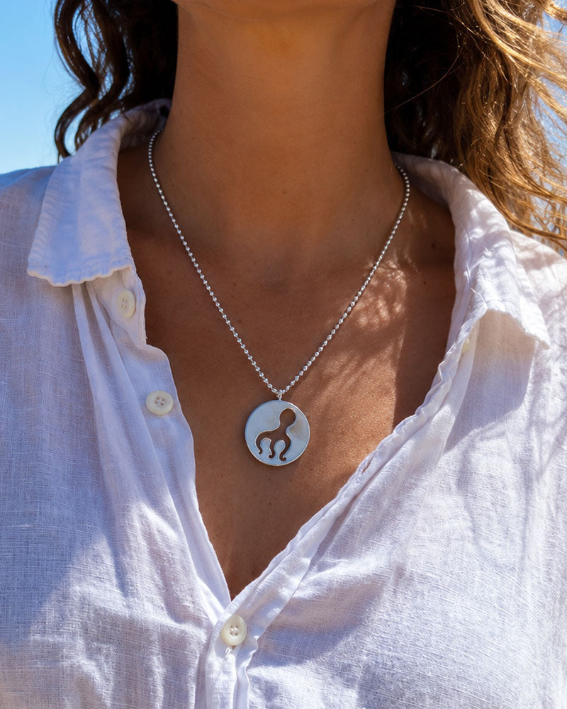 Collier poulpe, trois pattes, chaine boule Argent